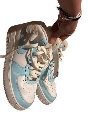Kids High-Top Sneakers in Light Blue and White